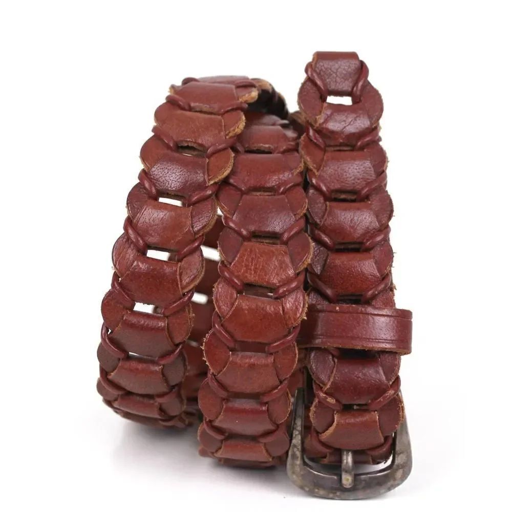 BRAIDED BROWN GENUINE LEATHER 1"Wd DRESS CASUAL WOMEN'S BELT Sz M (20M